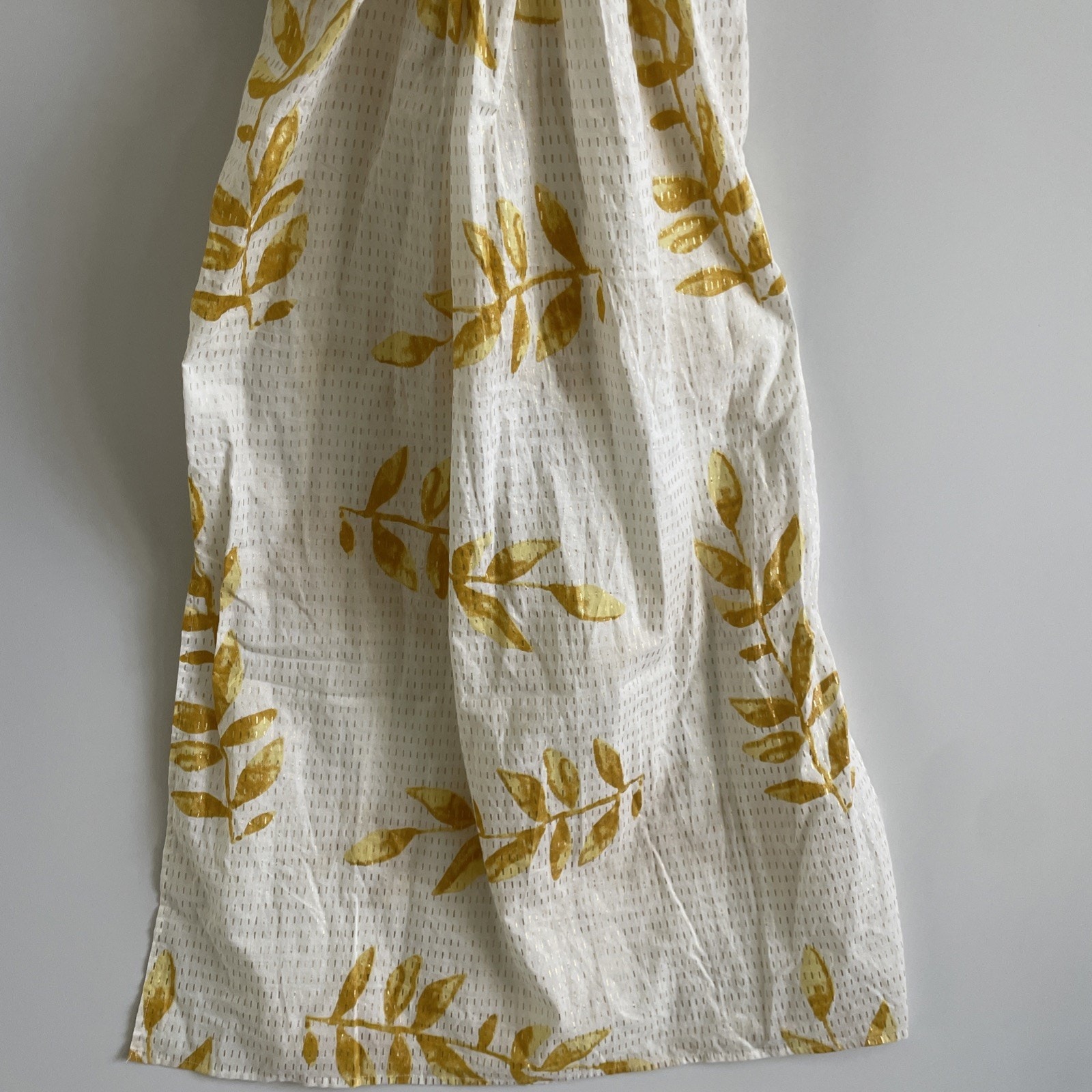 Revolve Sundress Small Yuma White Gold Foil Leaf Print Maxi Dress Cutout Detail — image 5 of 8